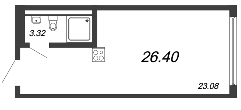 Квартира-студия, 26 м² в ЖК "Valo" - планировка, фото №1