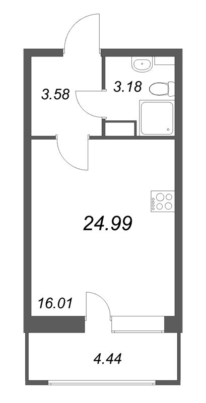 Квартира-студия, 24.99 м² в ЖК "Аквилон RekaPark" - планировка, фото №1