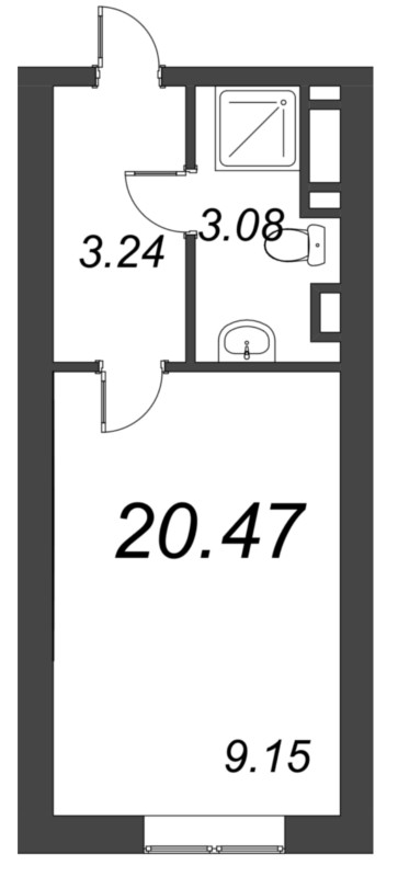 Квартира-студия, 20.4 м² в ЖК "Морская набережная" - планировка, фото №1