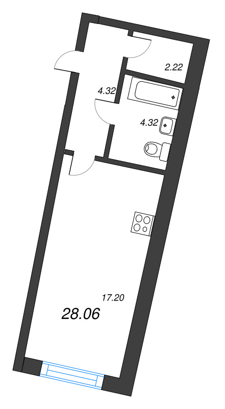 Квартира-студия, 28.06 м² в ЖК "Аквилон РИВА" - планировка, фото №1