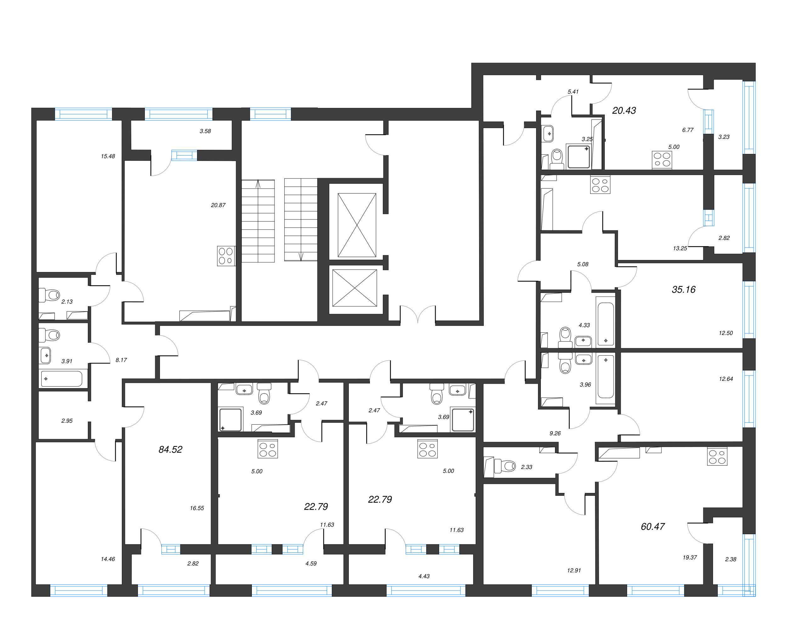 Квартира-студия, 20.43 м² в ЖК "Б15" - планировка этажа