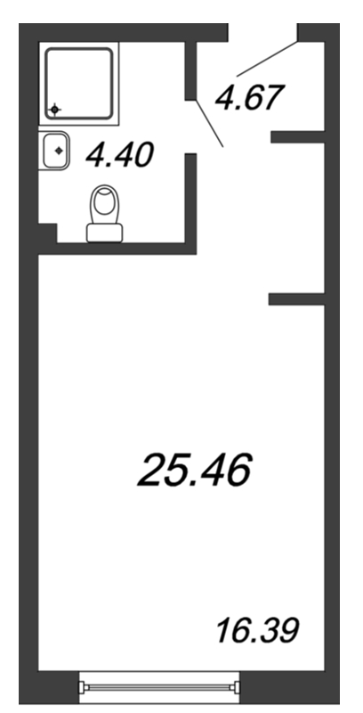 Квартира-студия, 25.6 м² в ЖК "In2it" - планировка, фото №1