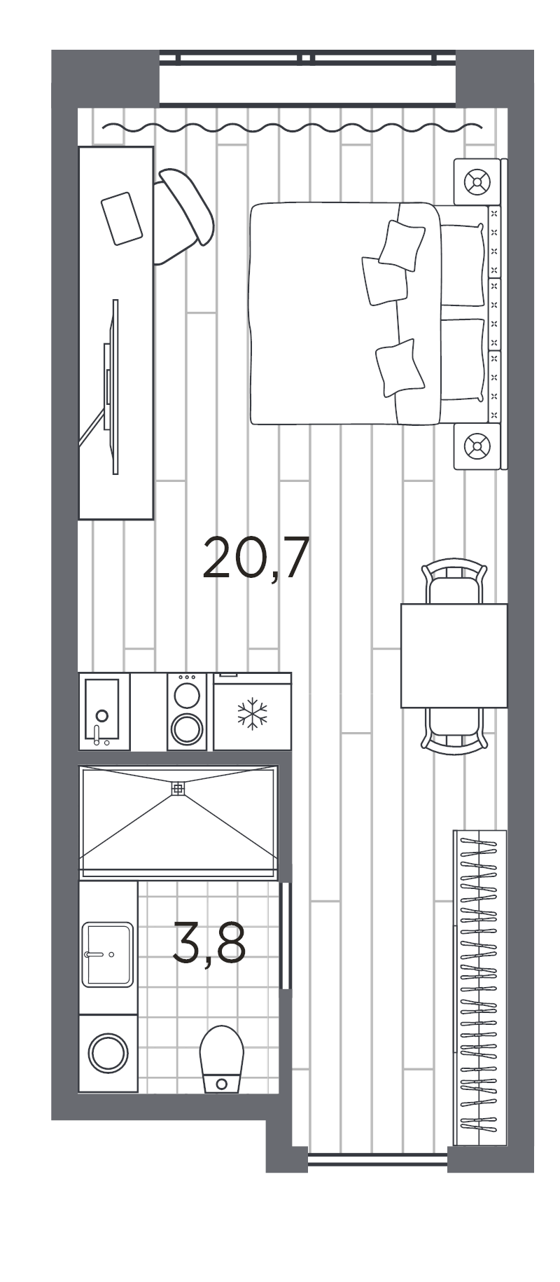 Квартира-студия, 24.5 м² в ЖК "Industrial Avenir" - планировка, фото №1