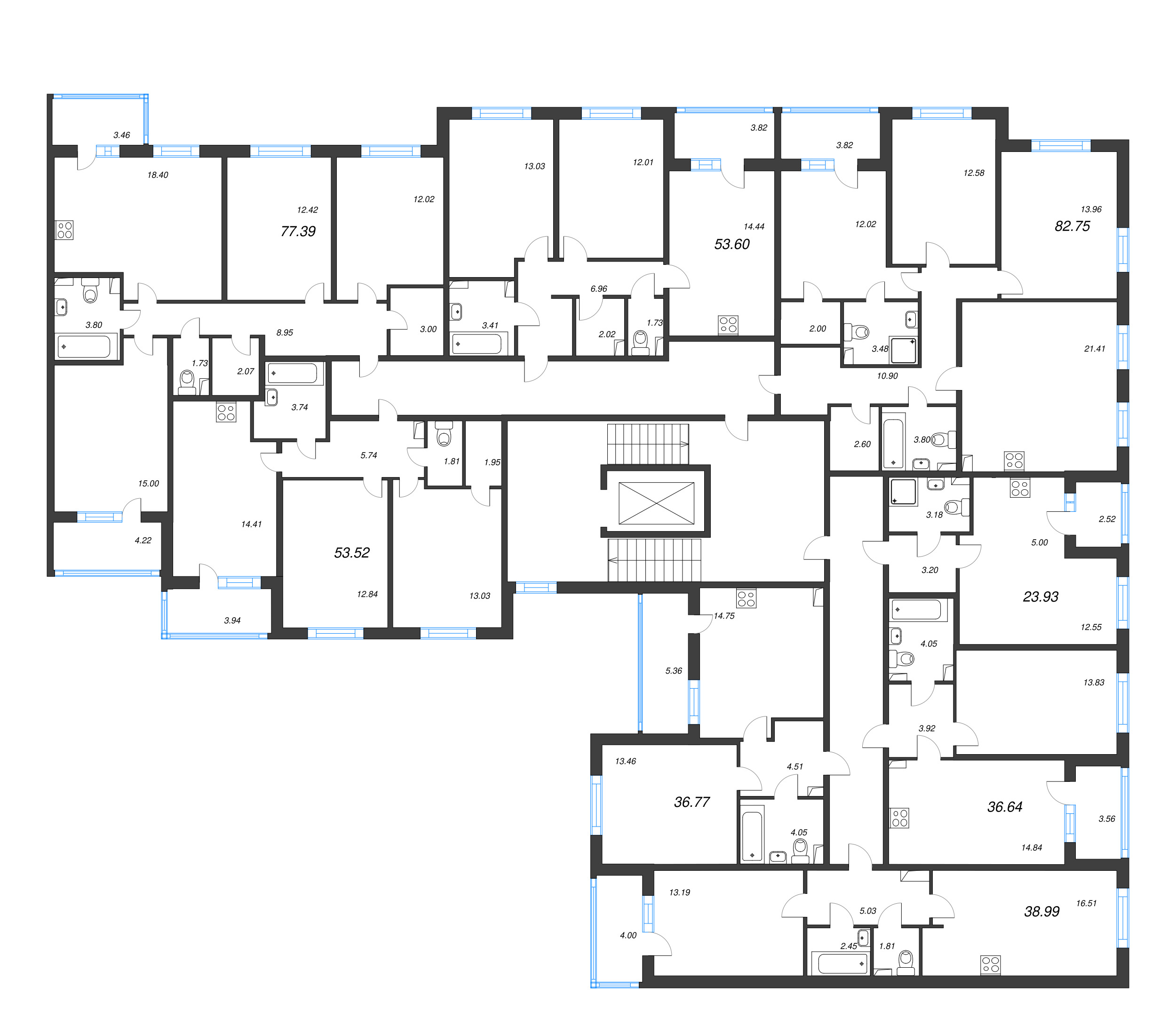 Квартира-студия, 23.93 м² в ЖК "Любоград" - планировка этажа