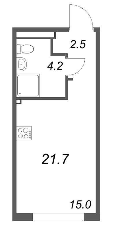 Квартира-студия, 21.7 м² в ЖК "Пулково Лейк" - планировка, фото №1