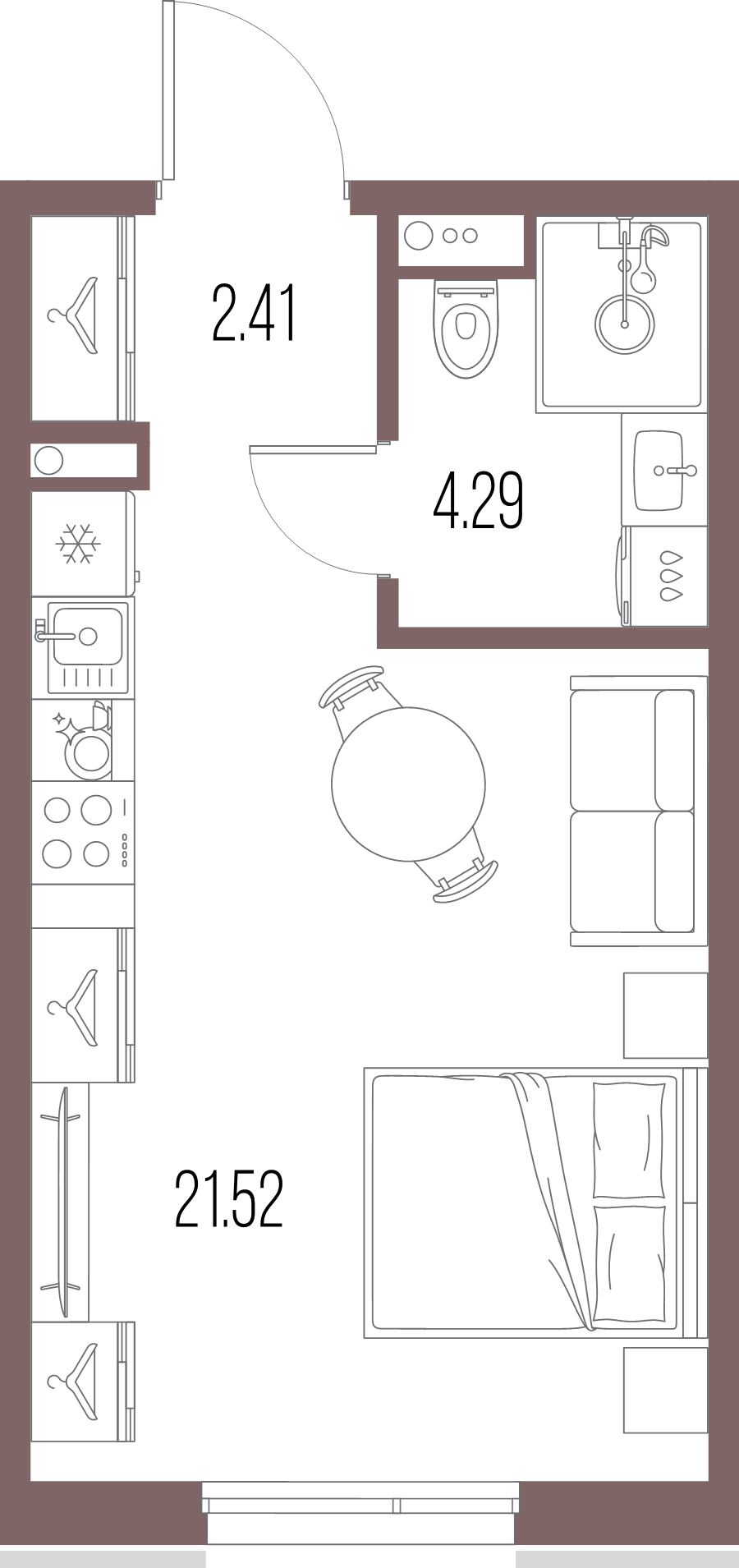 Квартира-студия, 28.22 м² в ЖК "Legenda Васильевского" - планировка, фото №1