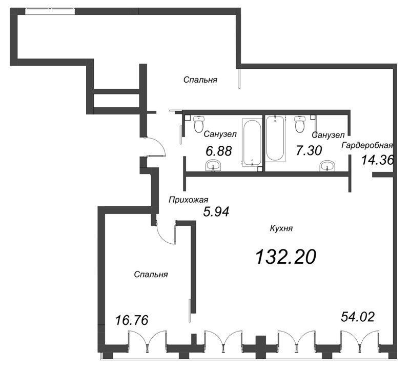 Квартира-студия, 146.21 м² в ЖК "АСТРУМ" - планировка, фото №1