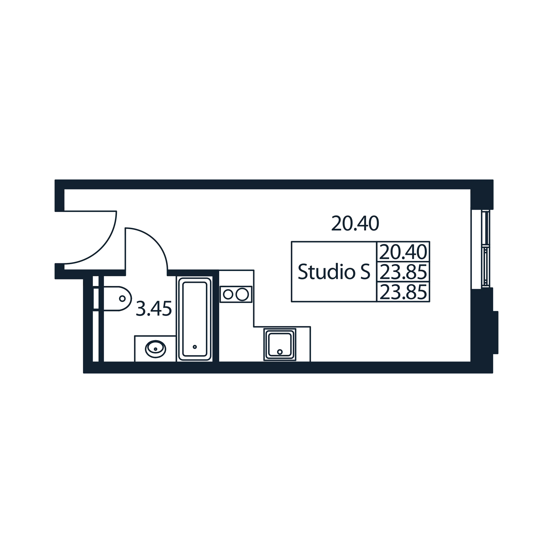 Квартира-студия, 23.28 м² в ЖК "Арт Плаза" - планировка, фото №1