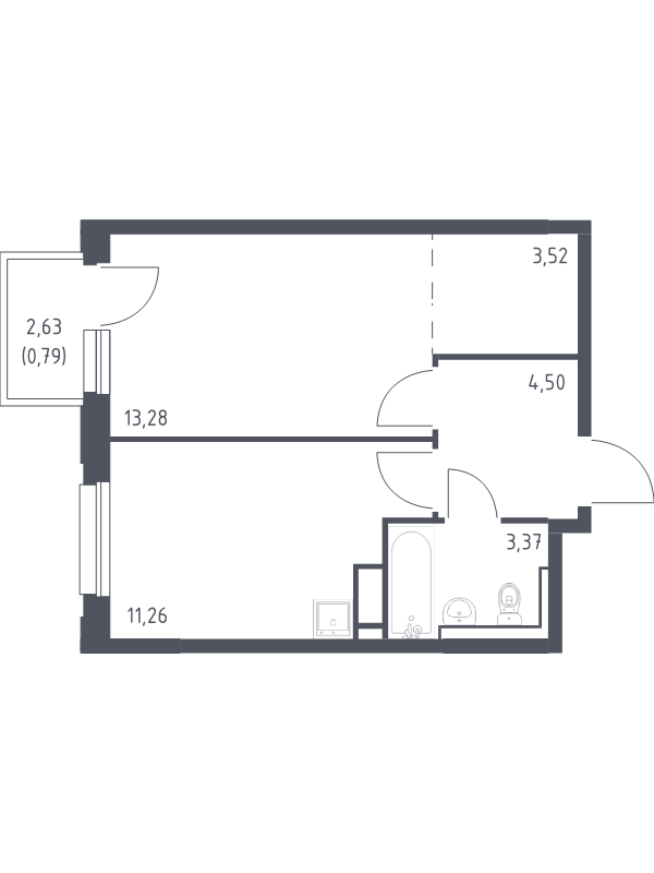 1-комнатная квартира, 36.72 м² в ЖК "Новые Лаврики" - планировка, фото №1