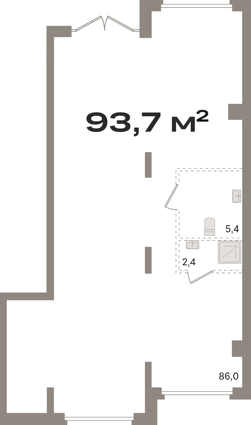 Помещение, 93.7 м² в ЖК "Брусника в Новоселье" - планировка, фото №1