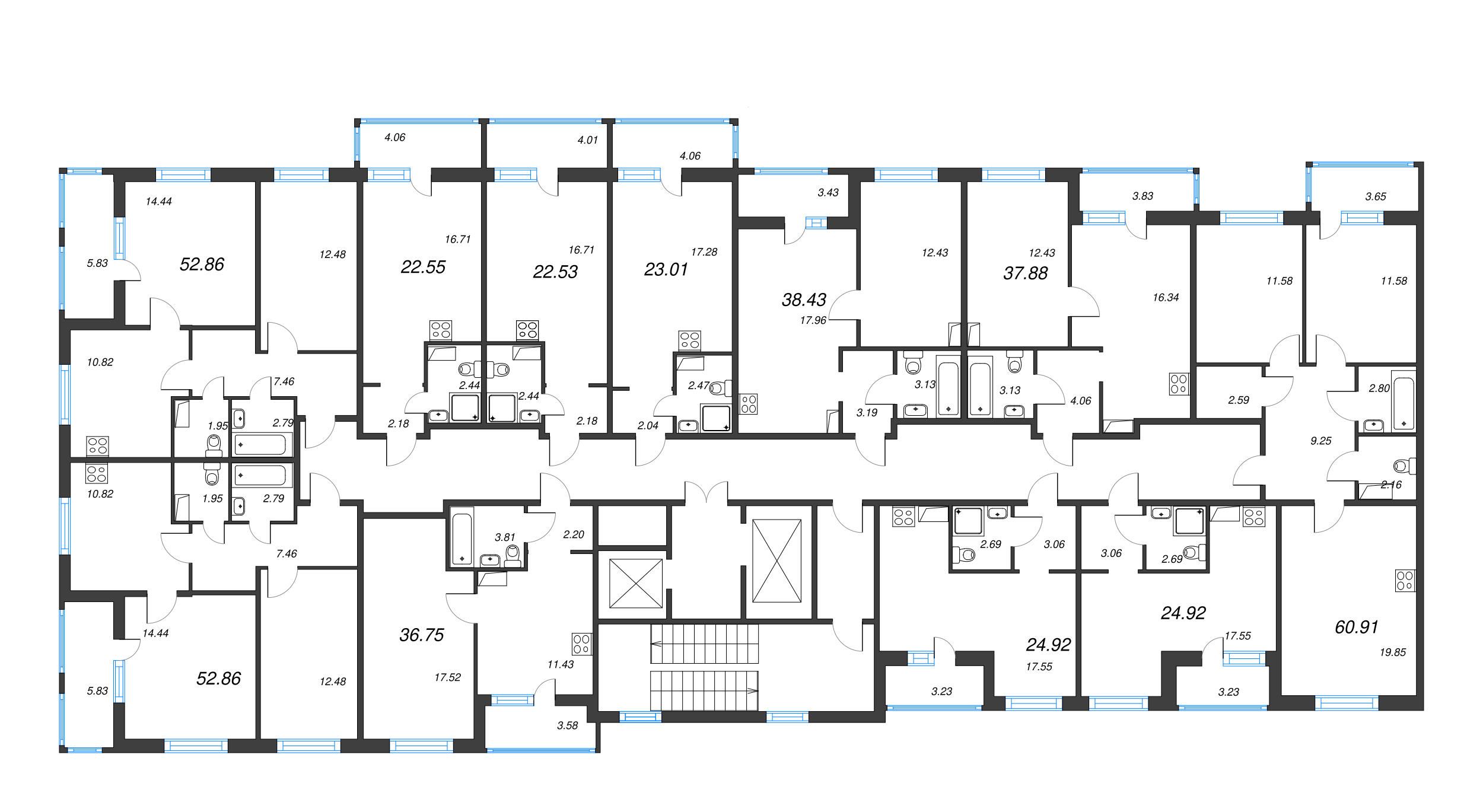 1-комнатная квартира, 36.75 м² - планировка этажа