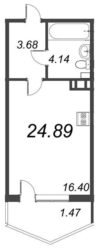 Квартира-студия, 25.2 м² в ЖК "Ювента" - планировка, фото №1