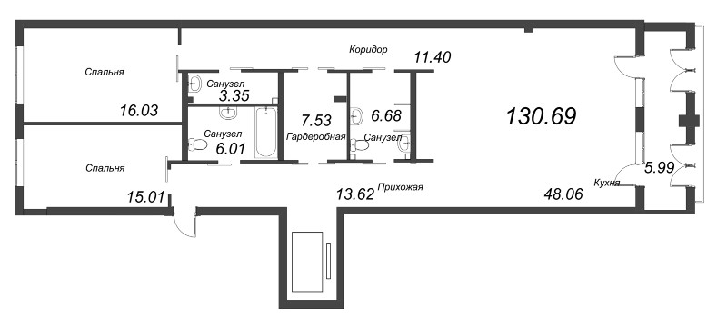Квартира-студия, 142.16 м² в ЖК "АСТРУМ" - планировка, фото №1