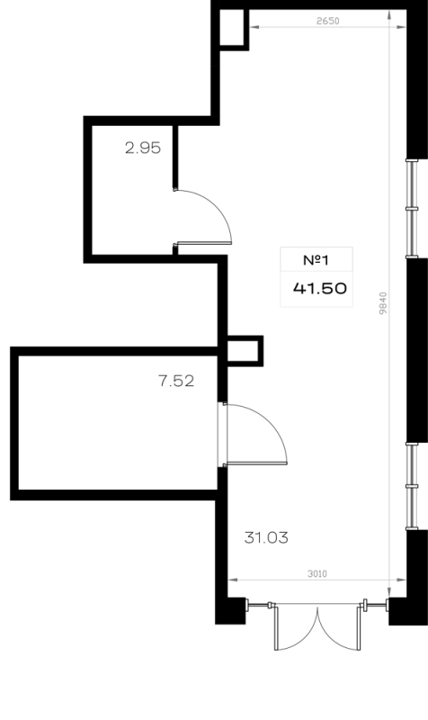 Помещение, 41.5 м² в ЖК "Борский" - планировка, фото №1