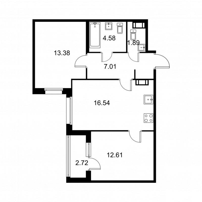 Квартира-студия, 27.06 м² - планировка, фото №1