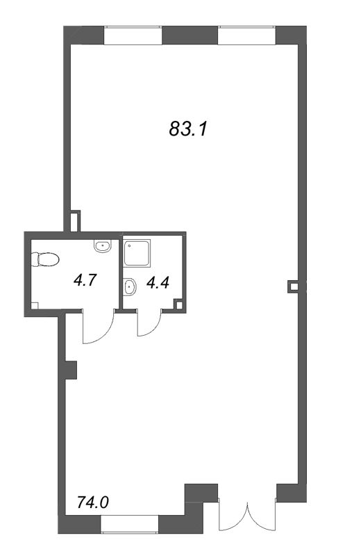 Помещение, 83.1 м² в ЖК "Большая Охта" - планировка, фото №1
