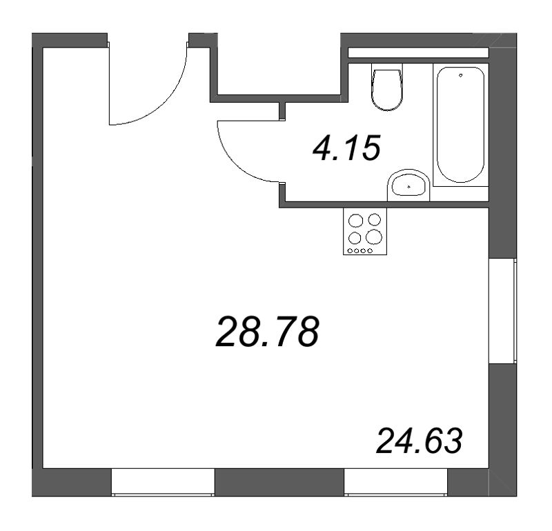 1-комнатная квартира, 28.78 м² в ЖК "Арт Плаза" - планировка, фото №1