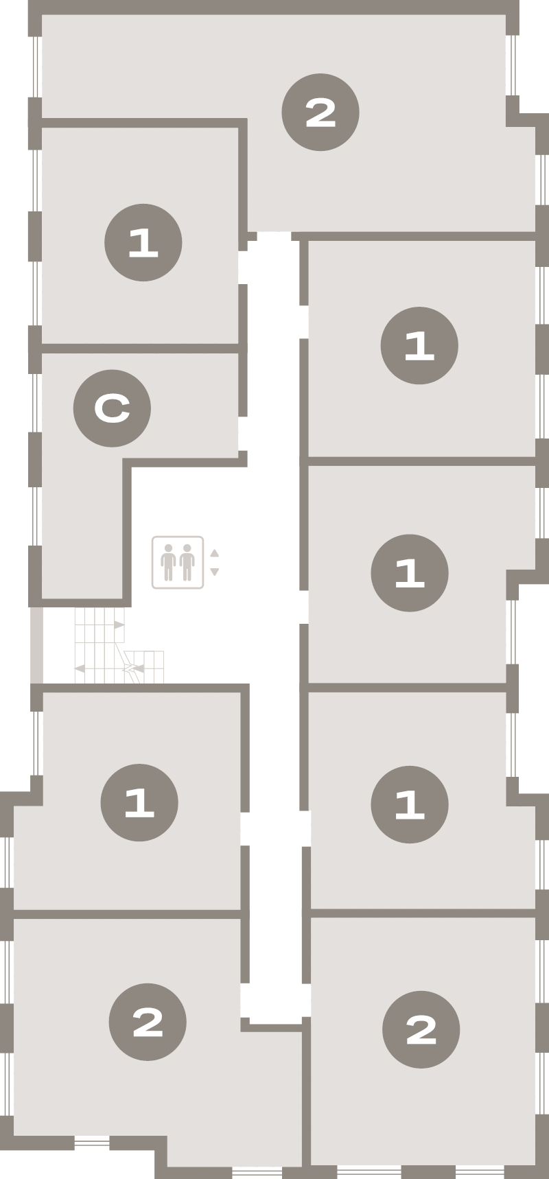 3-комнатная (Евро) квартира, 69.1 м² в ЖК "Брусника в Новоселье" - планировка этажа