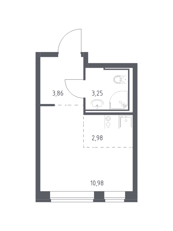 Квартира-студия, 21.07 м² в ЖК "Живи! В Рыбацком" - планировка, фото №1