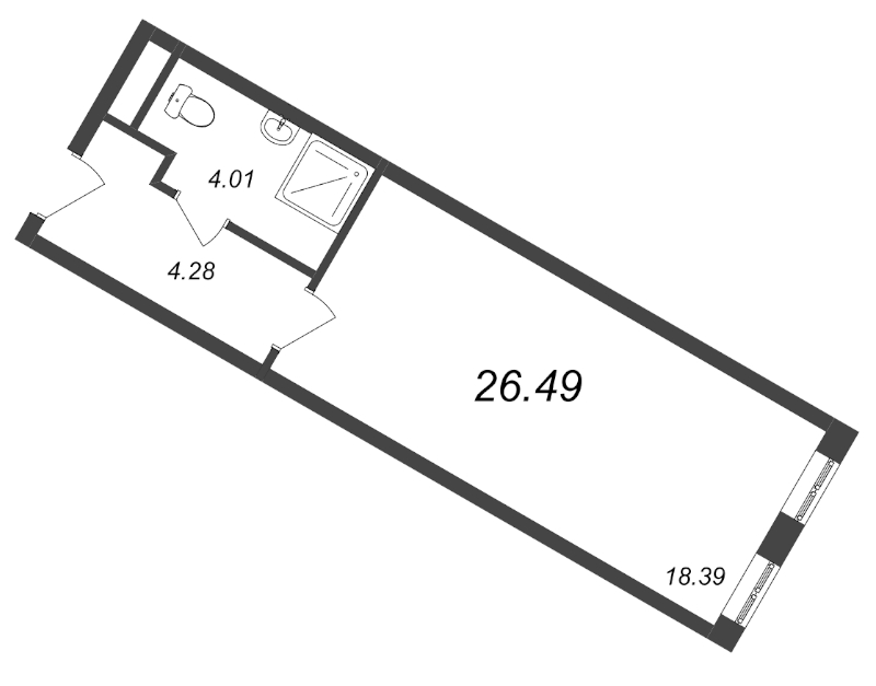 Квартира-студия, 26.1 м² в ЖК "Начало" - планировка, фото №1