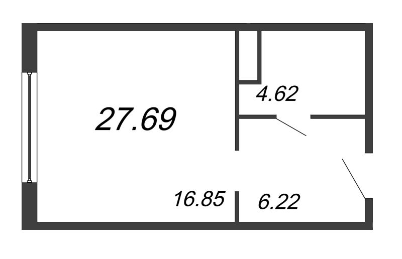 Квартира-студия, 27.69 м² - планировка, фото №1