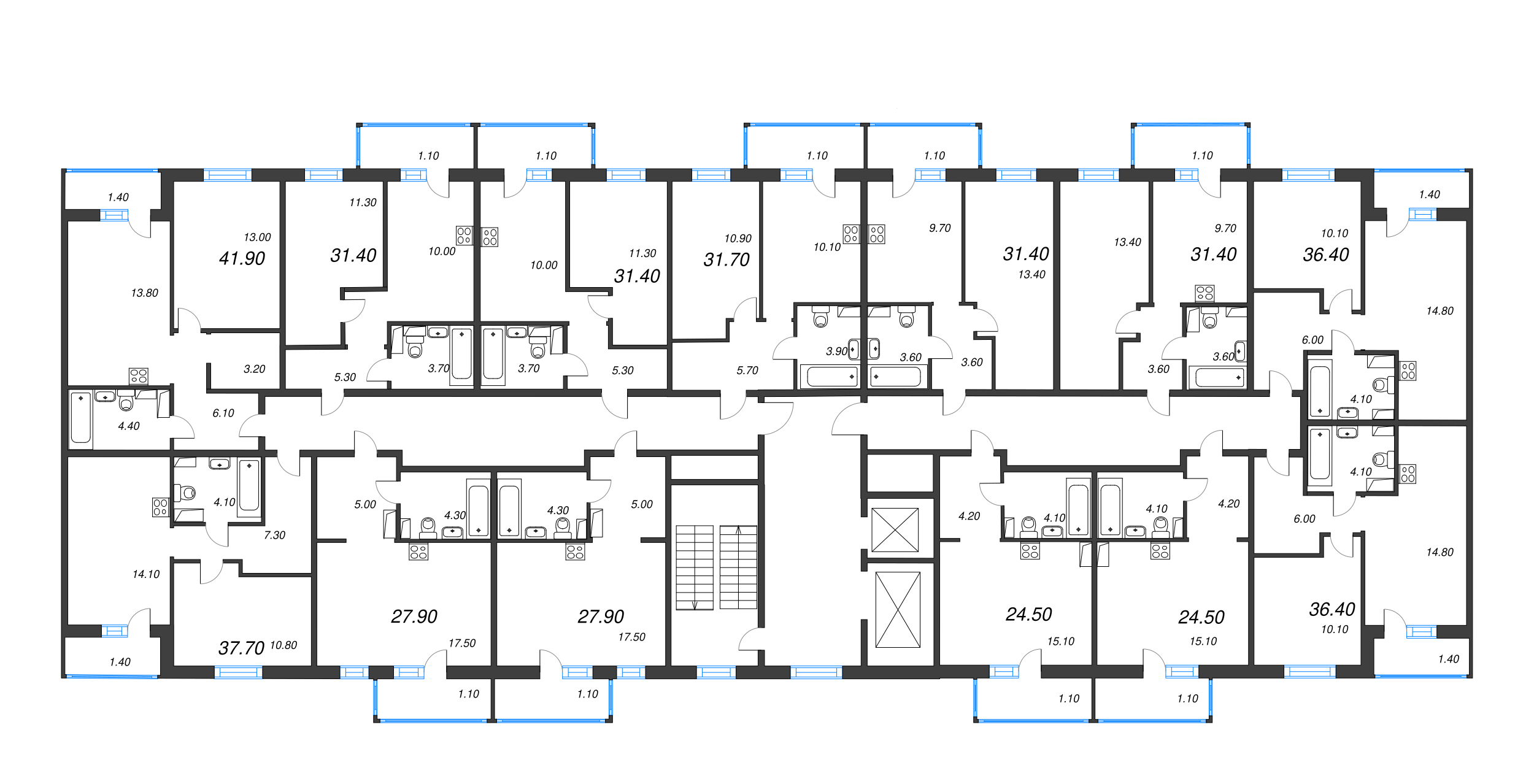 Квартира-студия, 27.9 м² в ЖК "Ветер перемен 2" - планировка этажа