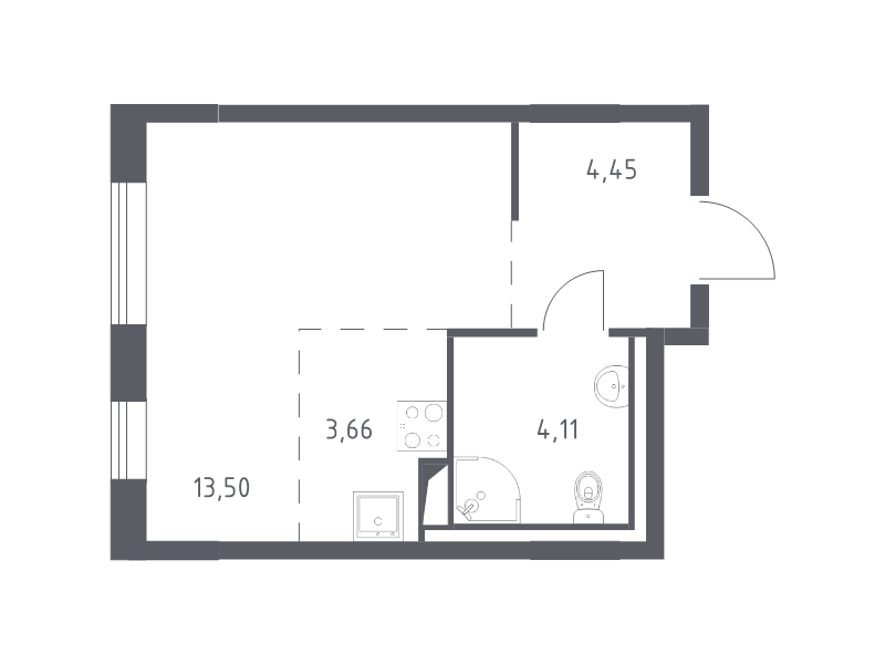 Квартира-студия, 25.72 м² в ЖК "Квартал Лаголово" - планировка, фото №1