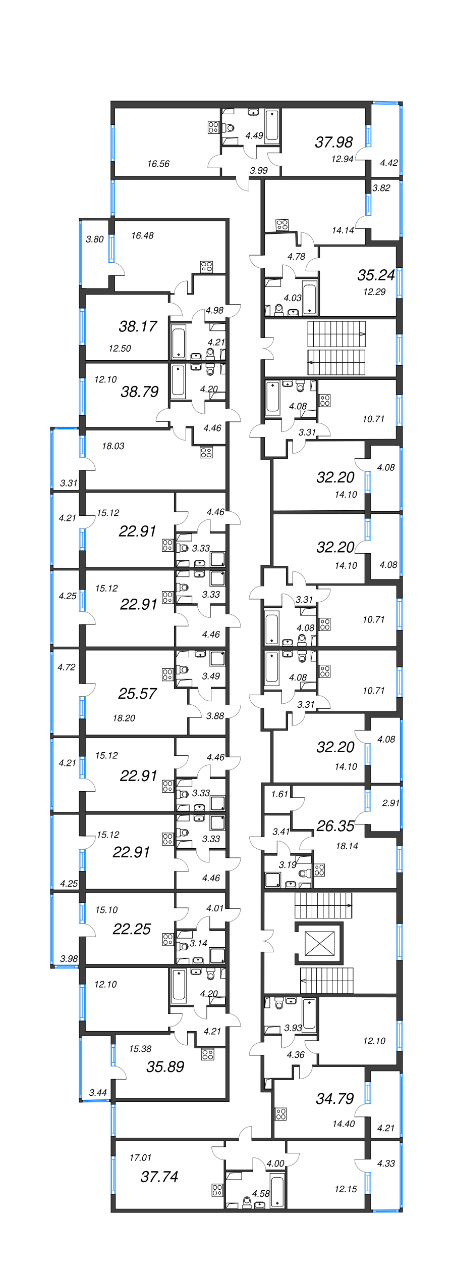 1-комнатная квартира, 32.2 м² - планировка этажа