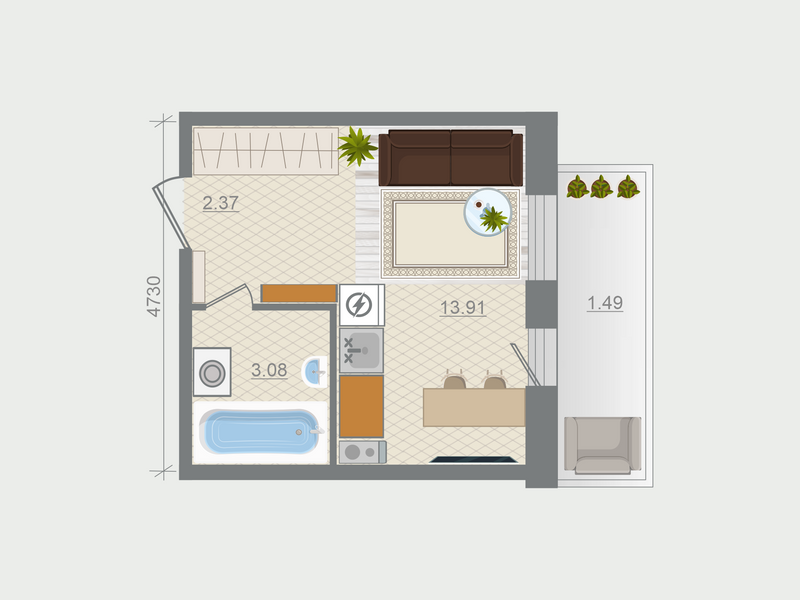 Квартира-студия, 20.85 м² в ЖК "Эко Квартал Гармония" - планировка, фото №1