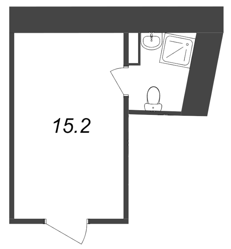 Квартира-студия, 15.2 м² - планировка, фото №1