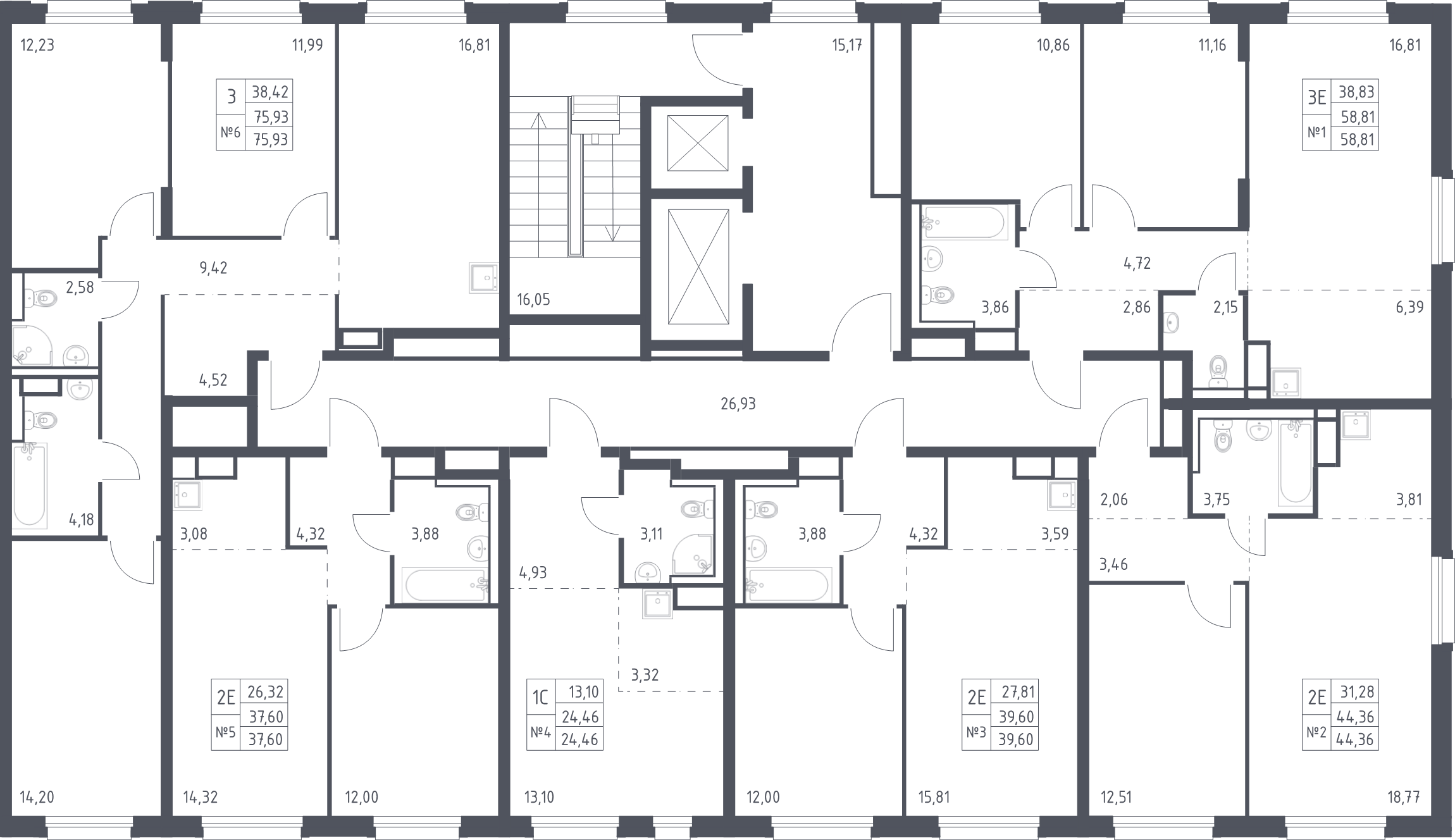 2-комнатная (Евро) квартира, 37.6 м² в ЖК "Новые Лаврики" - планировка этажа