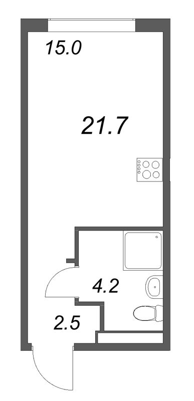 Квартира-студия, 21.7 м² в ЖК "Пулково Лейк" - планировка, фото №1