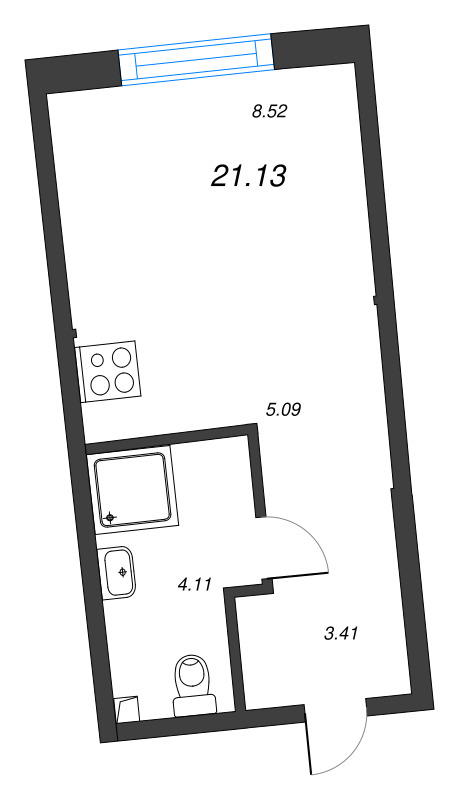 Квартира-студия, 21.13 м² в ЖК "Бульвар Грина" - планировка, фото №1
