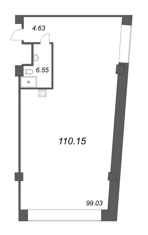 Квартира-студия, 111.06 м² в ЖК "Avant" - планировка, фото №1