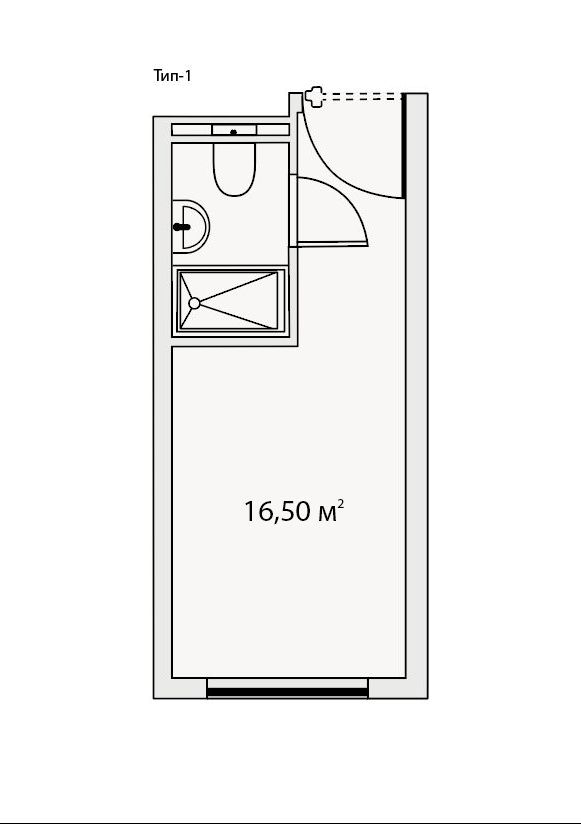 Квартира-студия, 16.4 м² в ЖК "Vertical Московская" - планировка, фото №1