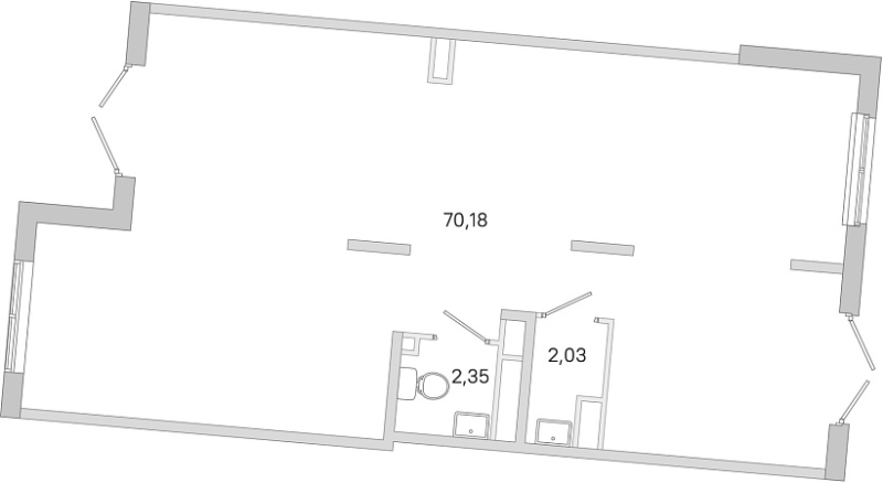 Помещение, 74.56 м² в ЖК "ЮгТаун" - планировка, фото №1