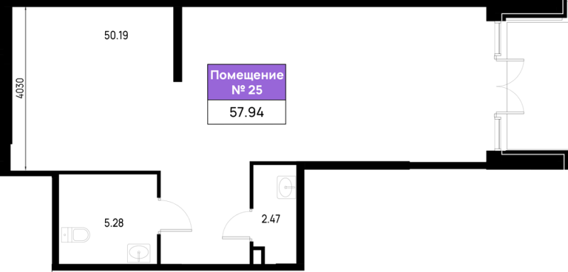Помещение, 57.94 м² в ЖК "Имена" - планировка, фото №1