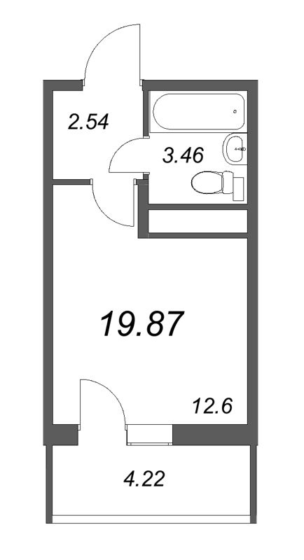 Квартира-студия, 19.87 м² - планировка, фото №1