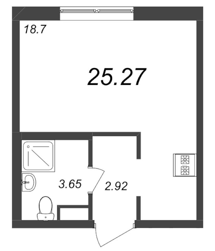 Квартира-студия, 25.27 м² в ЖК "Новые горизонты" - планировка, фото №1
