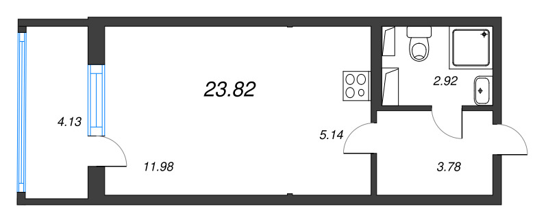 Квартира-студия, 23.82 м² в ЖК "Любоград" - планировка, фото №1