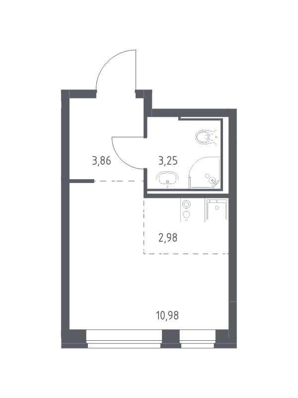 Квартира-студия, 21.07 м² в ЖК "Живи! В Рыбацком" - планировка, фото №1