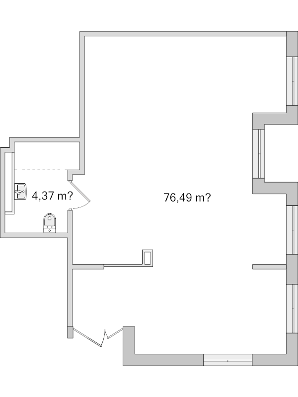 Помещение, 83.02 м² в ЖК "Город Первых" - планировка, фото №1
