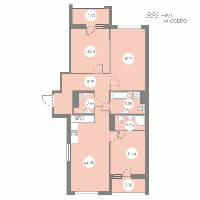 4-комнатная (Евро) квартира, 89.45 м² - планировка, фото №1