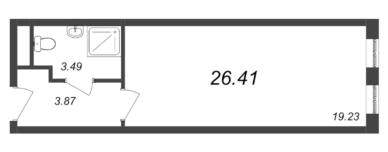 Квартира-студия, 26.2 м² в ЖК "Начало" - планировка, фото №1