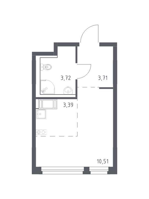 Квартира-студия, 21.33 м² в ЖК "Новое Колпино" - планировка, фото №1