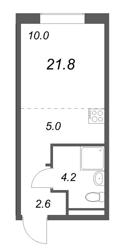 Квартира-студия, 21.8 м² в ЖК "Пулково Лейк" - планировка, фото №1
