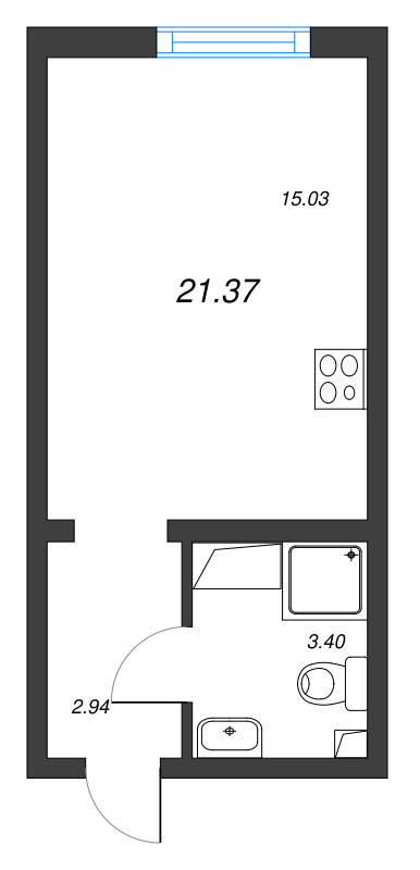 Квартира-студия, 21.37 м² в ЖК "Морская миля" - планировка, фото №1