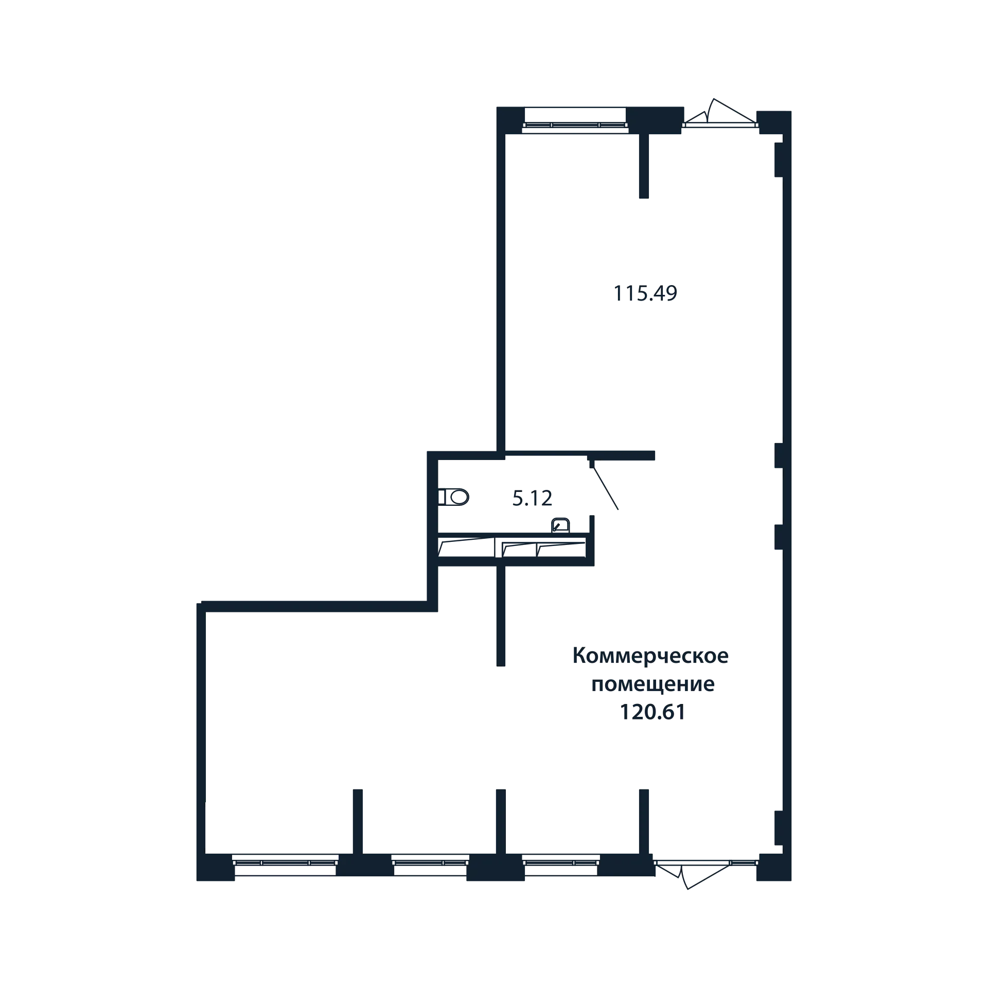 Помещение, 120.61 м² в ЖК "Полис Новоселье" - планировка, фото №1