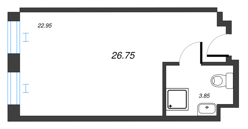 Квартира-студия, 26.93 м² в ЖК "We'll" - планировка, фото №1