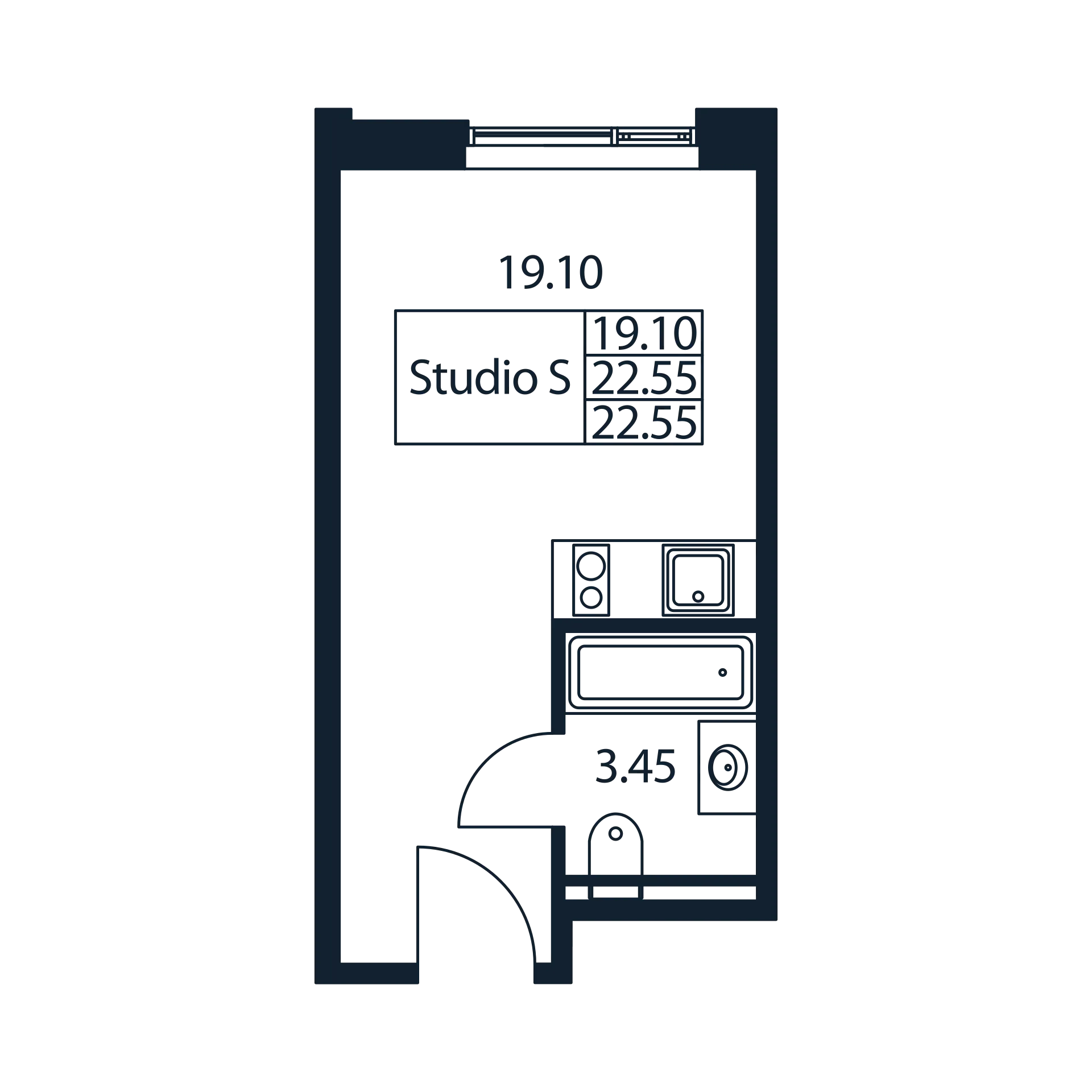 Квартира-студия, 23.12 м² в ЖК "Арт Плаза" - планировка, фото №1